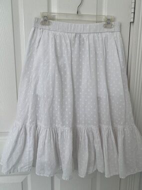 J.CREW Women’s White Clip-Dot Tiered Midi Skirt | Size 4